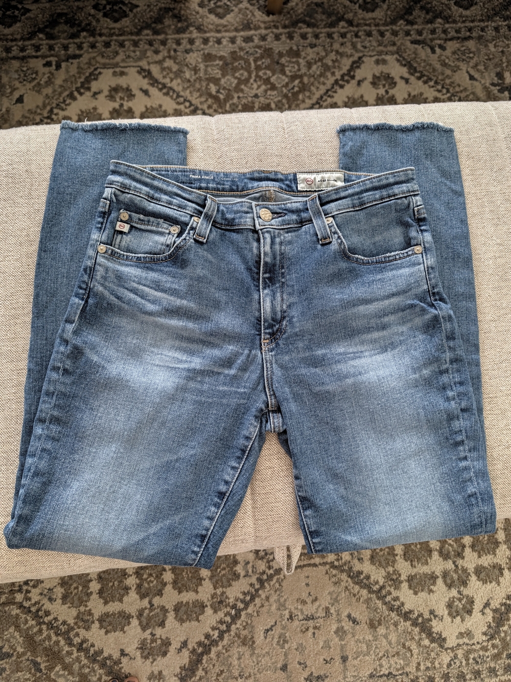 AG Adriano Goldschmied Prima Ankle Cigarette Jeans Frayed Hem Size 29 R